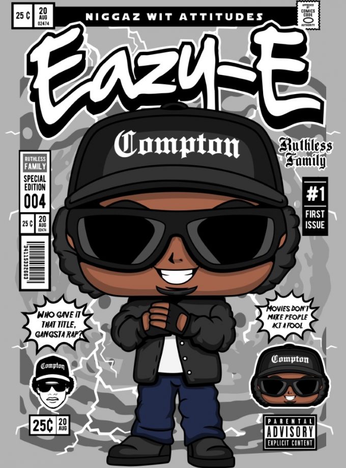 Eazy-E Compton "Niggaz With Attitude" Comic/Pop Art T-Shirt
