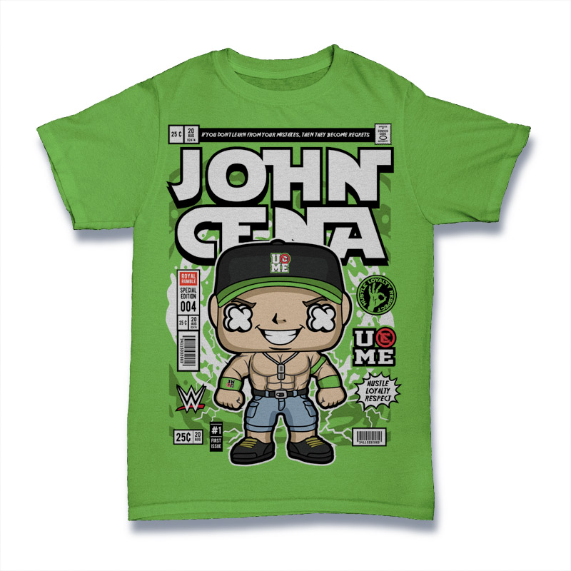 John Cena "Hustle Loyalty Respect" Comic/Pop Art T-Shirt (Πράσινο)