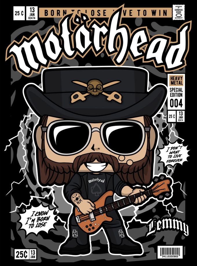 Lemmy Killmister Motörhead "Born To Lose Live To Win" Comics Cover Kappa Mount Poster