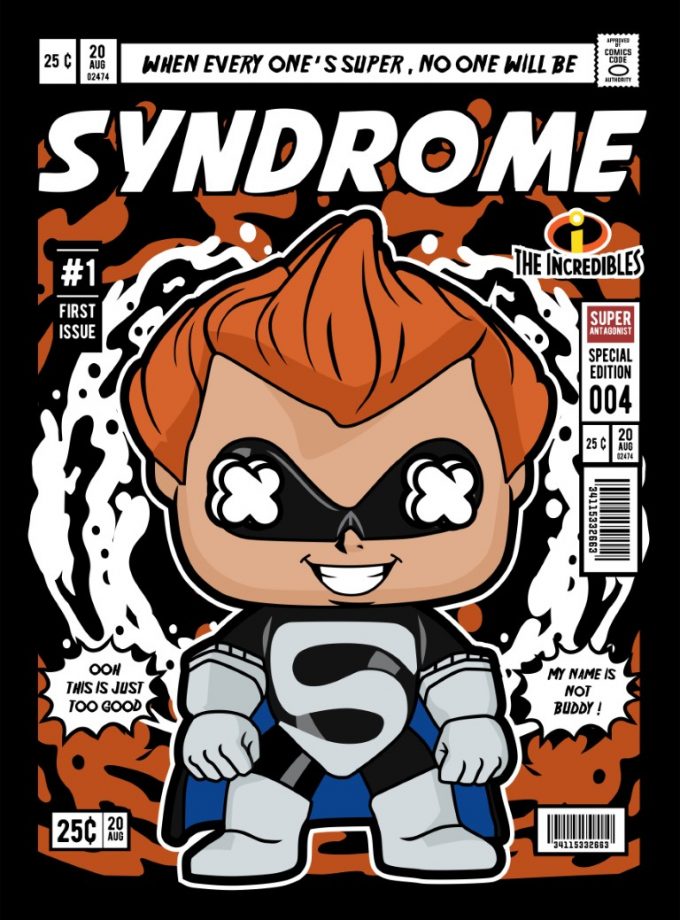 The Incredibles Syndrome "When Everyone Is Super, No One Will Be" Comic/Pop Art T-Shirt (Μαύρο)
