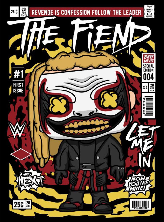 Barry Wyatt - The Fiend "Who Is Next, Now You Are Mine" Comic/Pop Art T-Shirt (Μαύρο)