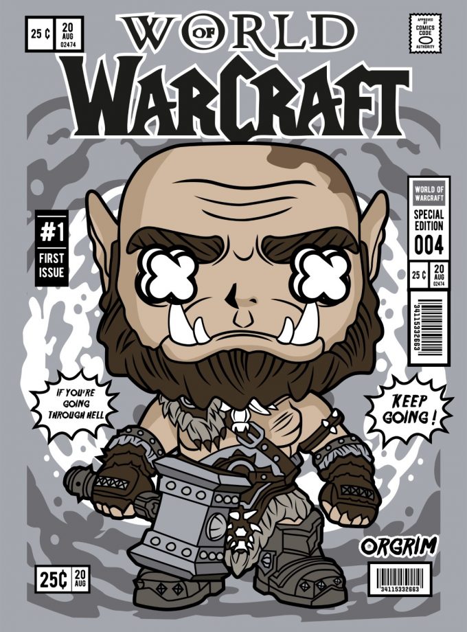 World Of Warcraft: Warlords of Draenor "If You Are Going Through Hell, Keep Going" Comic/Pop Art T-Shirt (Γκρι)