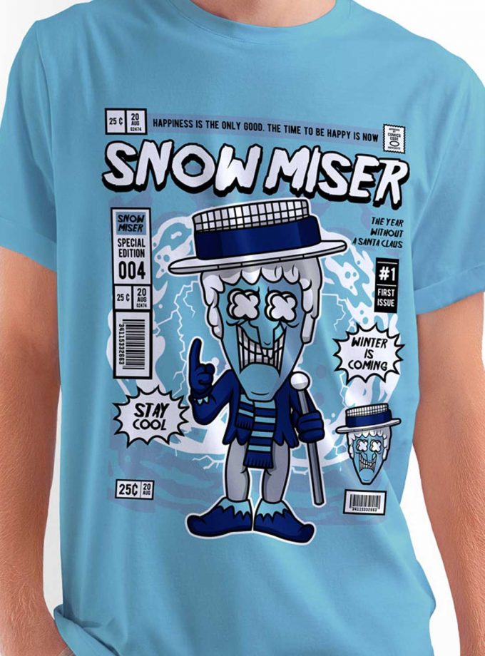 Snow Miser "Stay Cool Winter Is Coming" Comic/Pop Art T-Shirt (Γαλάζιο)
