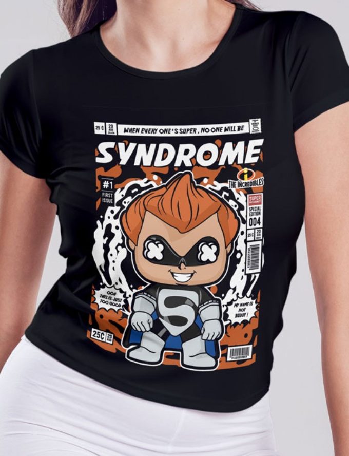 The Incredibles Syndrome "When Everyone Is Super, No One Will Be" Comic/Pop Art T-Shirt (Μαύρο)