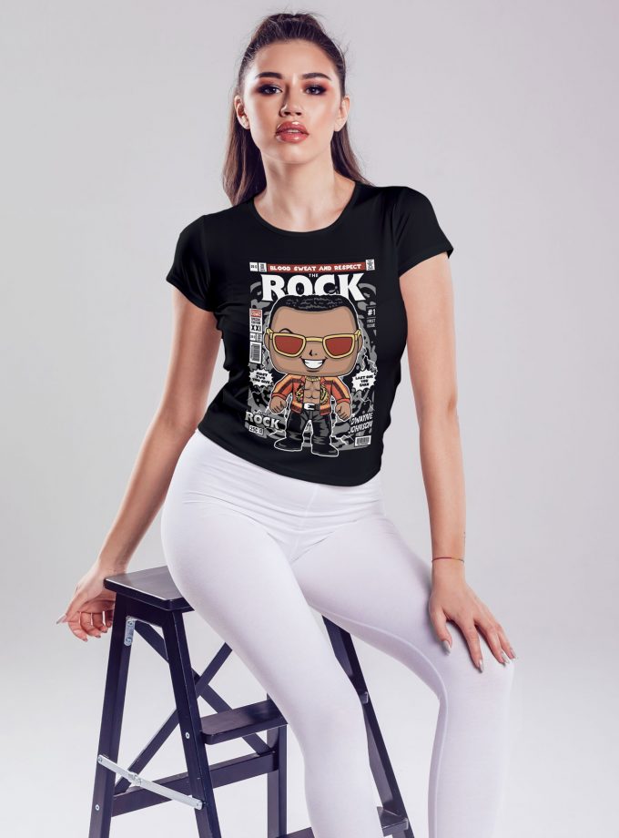 The Rock Dwayne Johnson "Blood Sweet And Respect" Comic/Pop Art T-Shirt (Μαύρο)