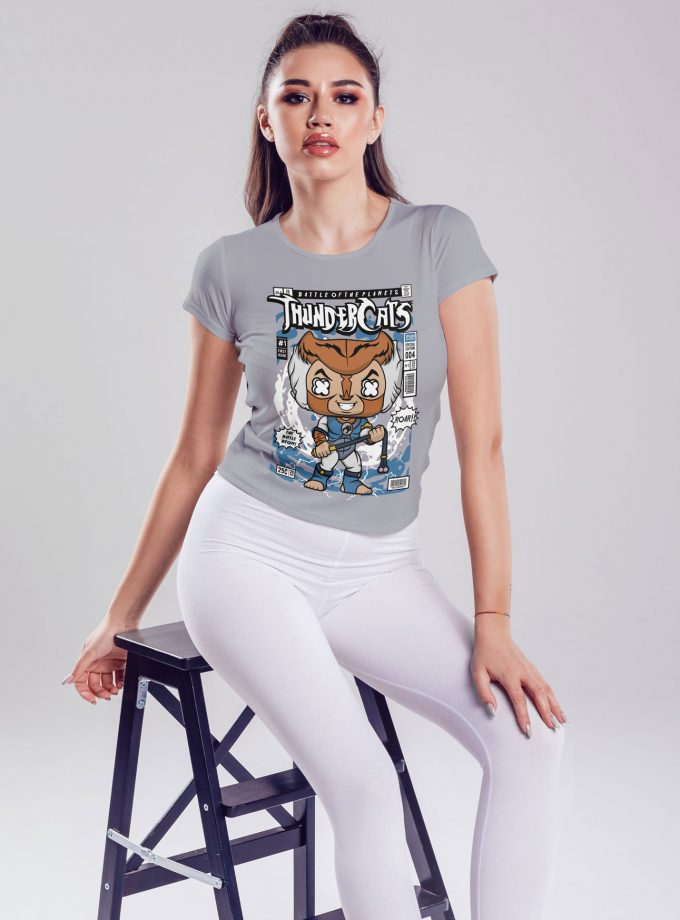 Thunder Cats "Battle Of The Planets" Comic/Pop Art T-Shirt (Γκρι)