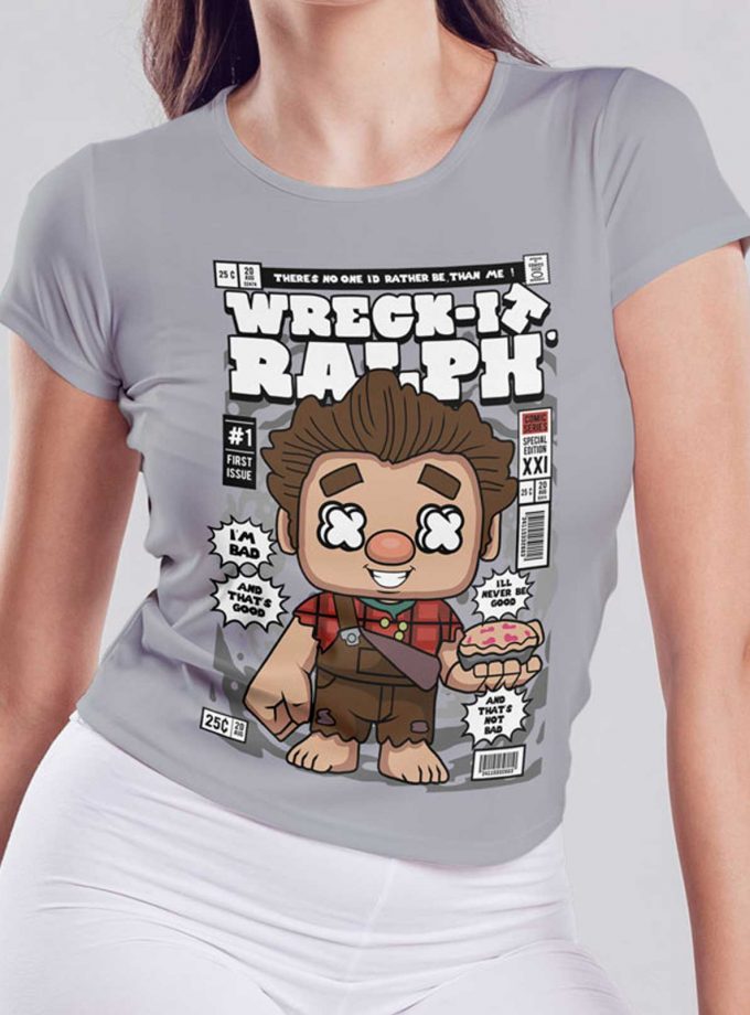 Wreck It Ralph "There Is No One I'd Rather Be Than Me" Classic Women's Crewneck T-shirt (Sports Grey)