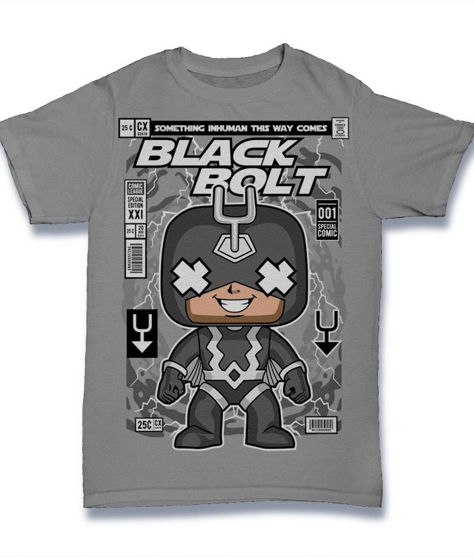 Marvel - Black Bolt (Blackagar Boltagon) "Special Edition From The Comic League" Comic/Pop Art T-Shirt