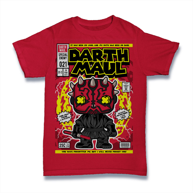 Star Wars - Darth Maul "You May Think I'm Evil" Classic Unisex Crewneck T-shirt (Red)