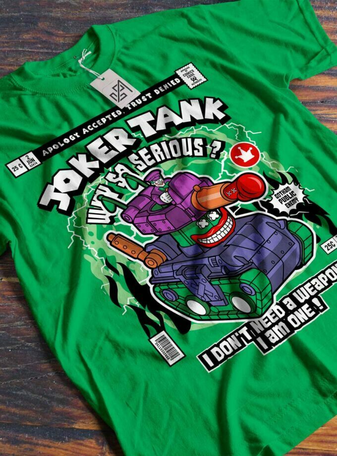 Joker Tank - Why So Serious "Apology Accepted Trust Denied" Classic Kids Crewneck T-shirt (Green)