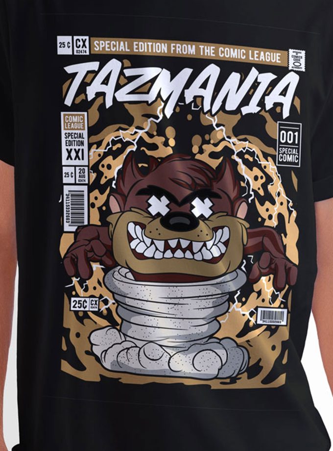 Looney Tunes - Tazmania Devil "Special Edition From The Comic League" Classic Unisex Crewneck T-shirt (Black)