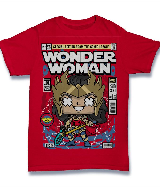 DC Comics - Wonder Woman "Special Edition From The Comic League" Comic/Pop Art T-Shirt (Kόκκινο)