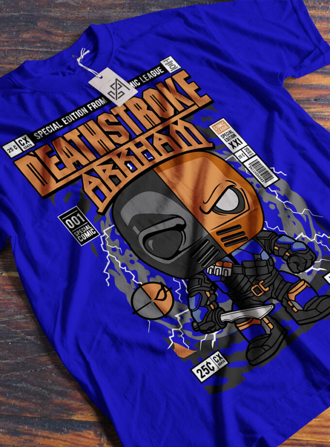 Death Stroke - Arkham "Stay Cool Winter Is Coming" Comic/Pop Art T-Shirt (Electric Blue)