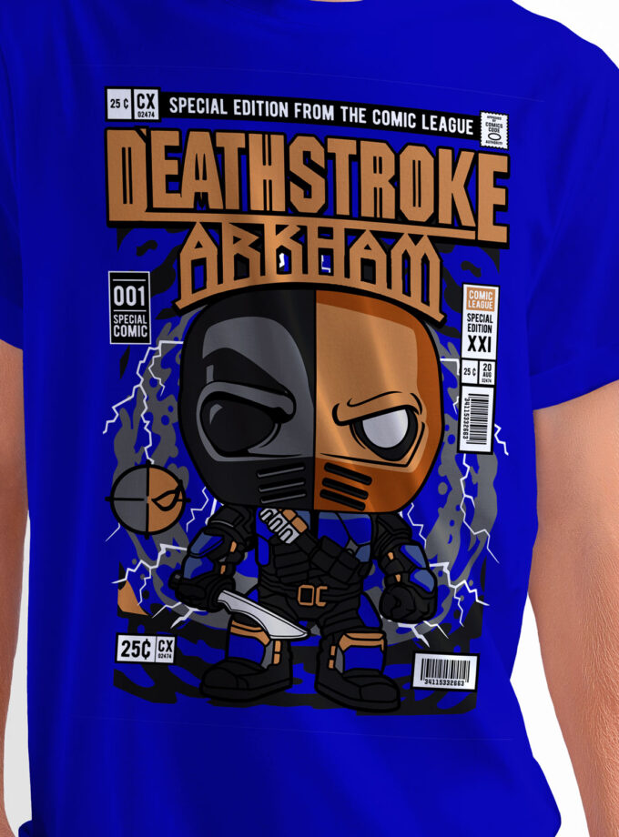 Death Stroke - Arkham "Stay Cool Winter Is Coming" Comic/Pop Art T-Shirt (Electric Blue)