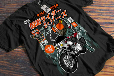 Kamen Rider "The Masked Hero Kamen Raidā Shirīzu" Classic Unisex Crewneck T-shirt (Black) 1
